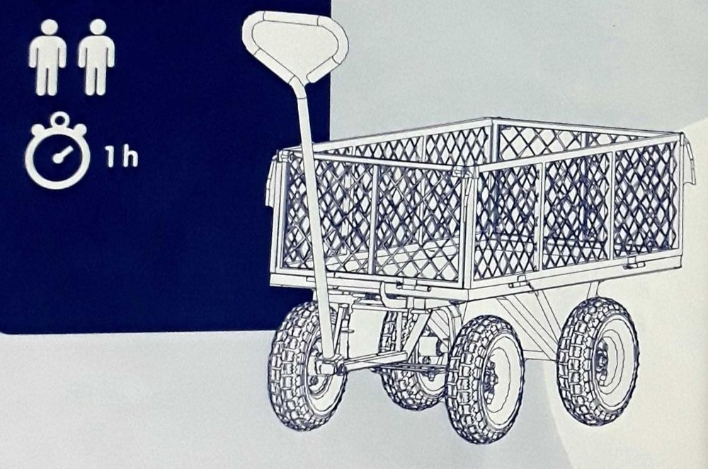 Cărucior pentru grădină cu 4 roti, sarcina maximă 200 Kg, sistem de basculare NOU - 390 Lei