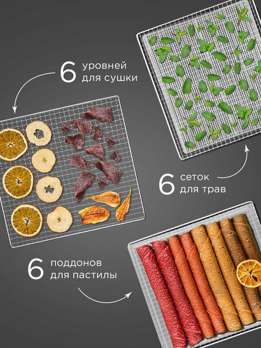 Сушилка для овощей и фруктов REDMOND FD1105, дегидратор, грибов, мяса,