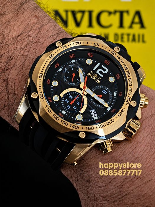 INVICTA Speedway Gold/Black Swiss 51 mm, Инвикта нов ръчен часовник