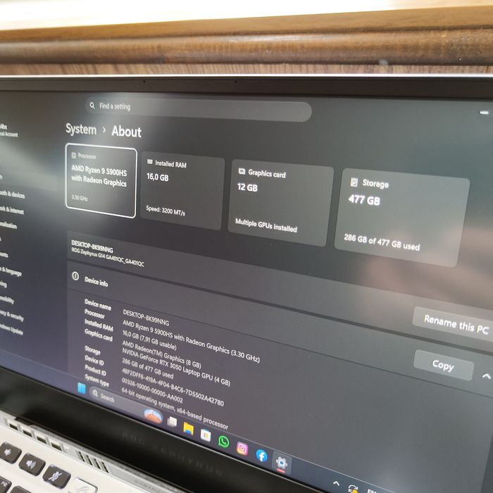Laptop Asus - Ryzen 9 - 5000serie - RTX