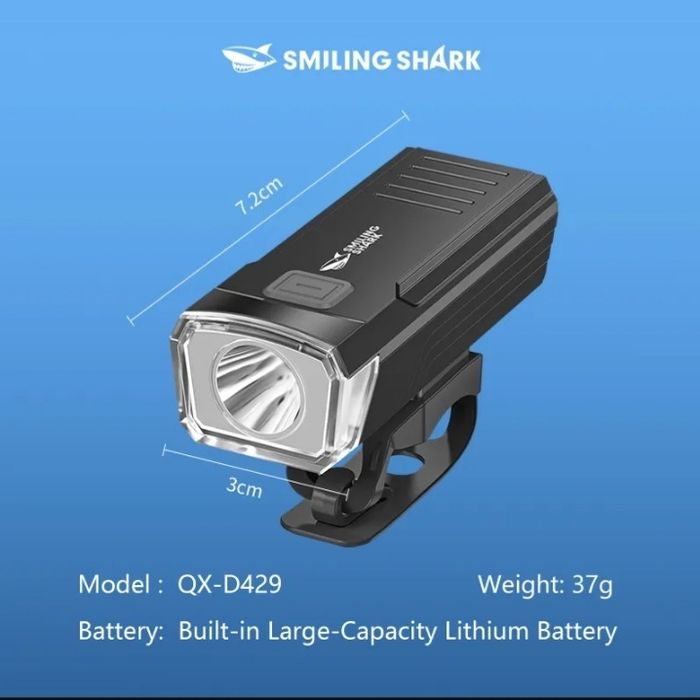 Far lanterna USB C ghidon bicicleta cursiera mtb trotineta  Smiling Shark  3  faze ciclism