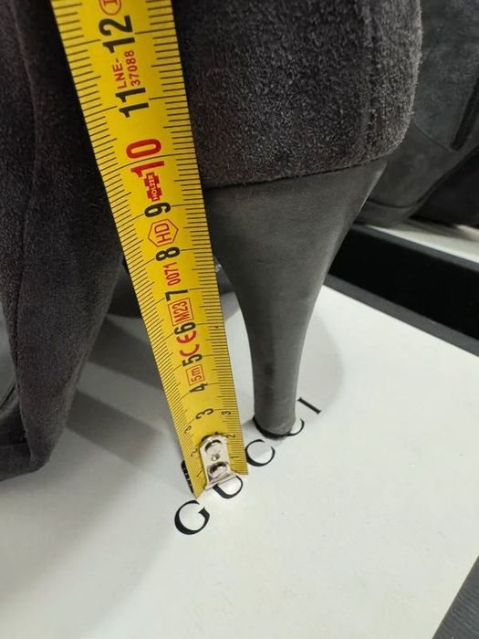 Cizme gri elegante cu toc din piele naturală mărimea 35