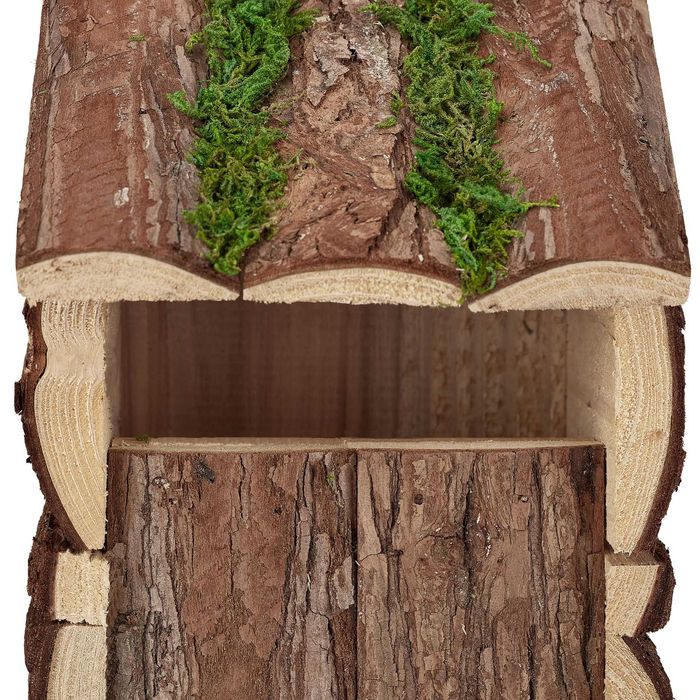 Casuta pentru pasari din lemn natural si muschi de copac 23x15x14 cm