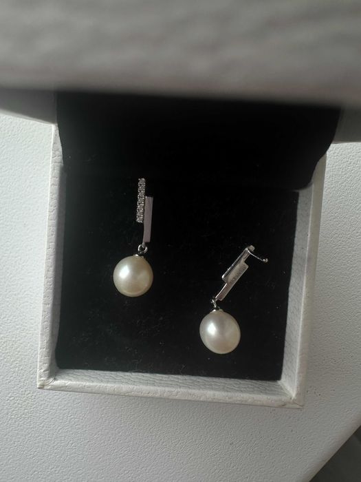 Cercei cu perle naturale 7–7,5 mm + argint 925