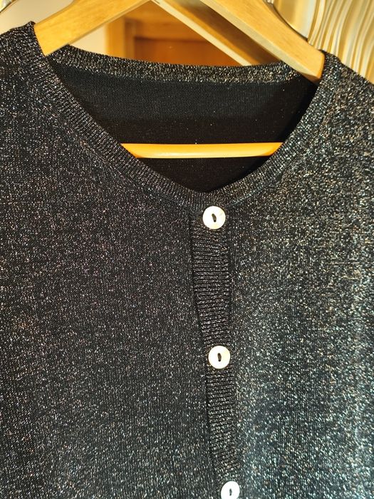 Cardigan din lamé de mătase naturală
