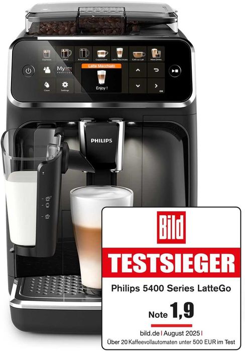Нова Автоматична Кафемашина Кафеавтомат Philips LatteGo EP5441/50, Серия 5400, 2 години Гаранция, Керамична Мелачка