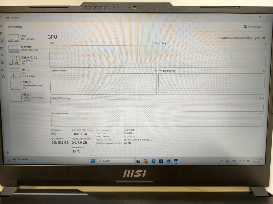 ХБ! MSI Cyborg 15 A12V  05.2025 Перфектен