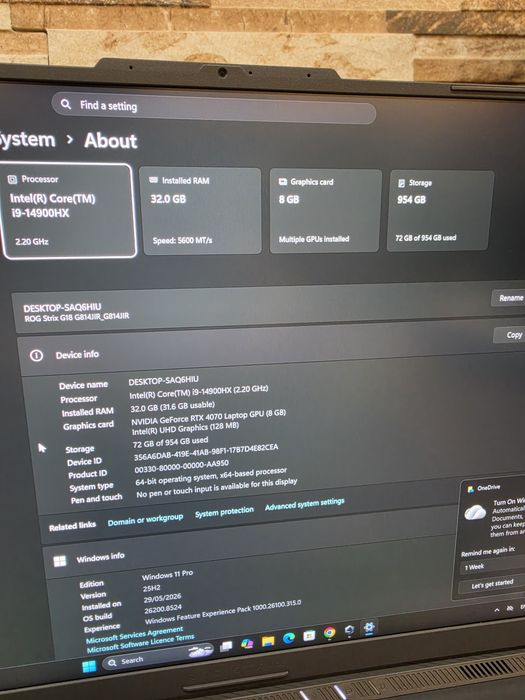 Asus ROG Strix 18 Core i9 14900HX/RTX 4070/32GB DDR5/1TB SSD/Гаранция/ROG Nebula 500 NIT