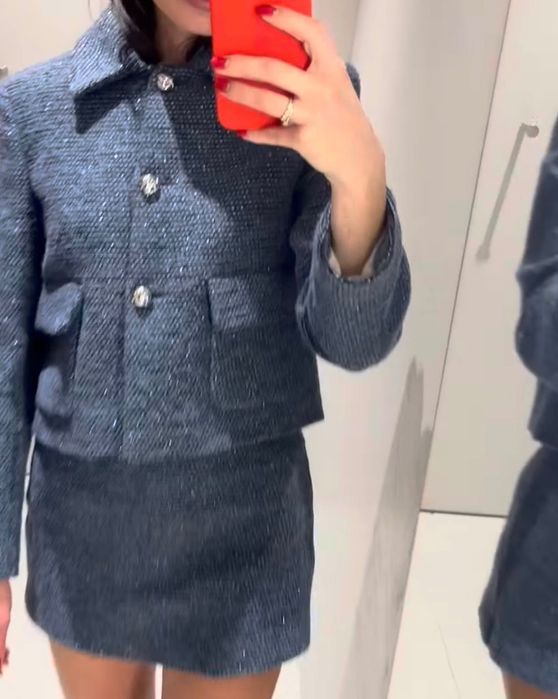 сет Зара букле сако и пола панталон