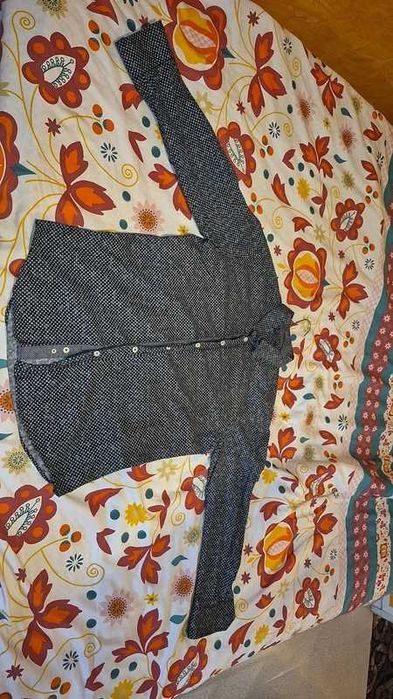 Cămașă bărbătească Don MenFashion Corner, negru cu gri și buline albe