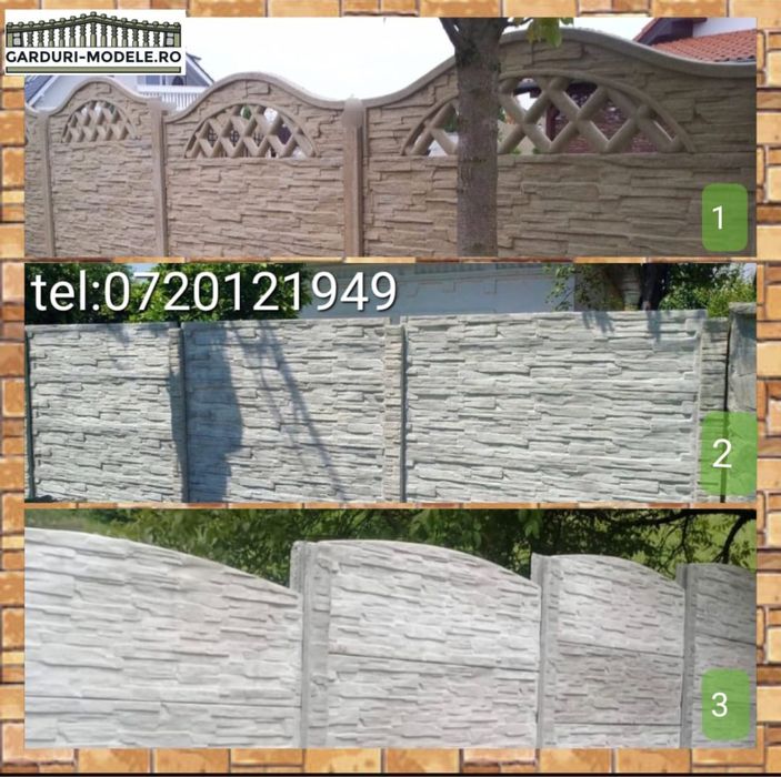 Placi pentru garduri din beton,armate.Transpirt Gratuit in tara!