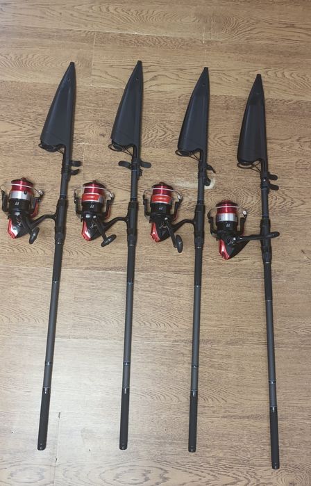 SET 4 Lansete Crap LEGEND TELE CARP 3.9m + 4 Mulinete YUMOSHI 8000