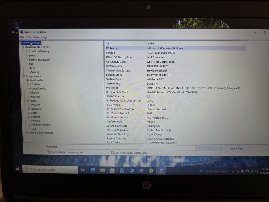 Laptop HP 14 inch i5 500gb 8gb ram