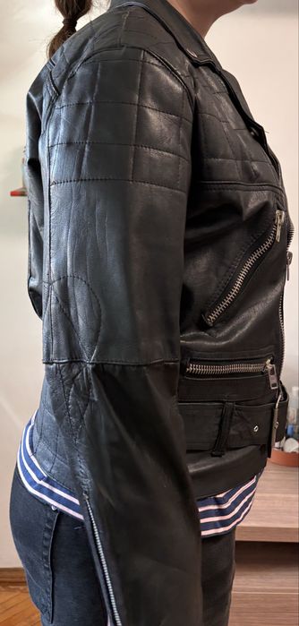 Geaca piele naturala neagra