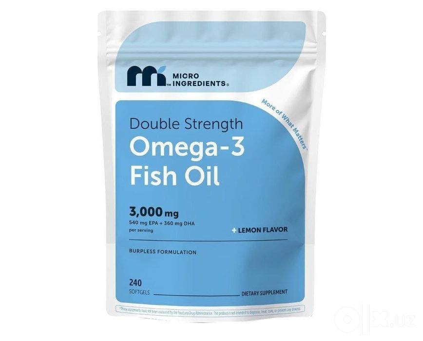 Omega 3 3000 mg double strength, EPA DHA омега 3 baliq yogi, fish oil