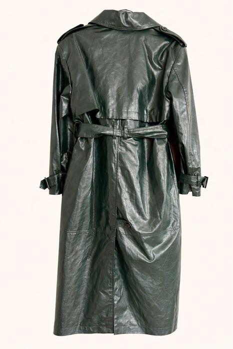 Зелен тренч от еко кожа BERSHKA р-р M/ L