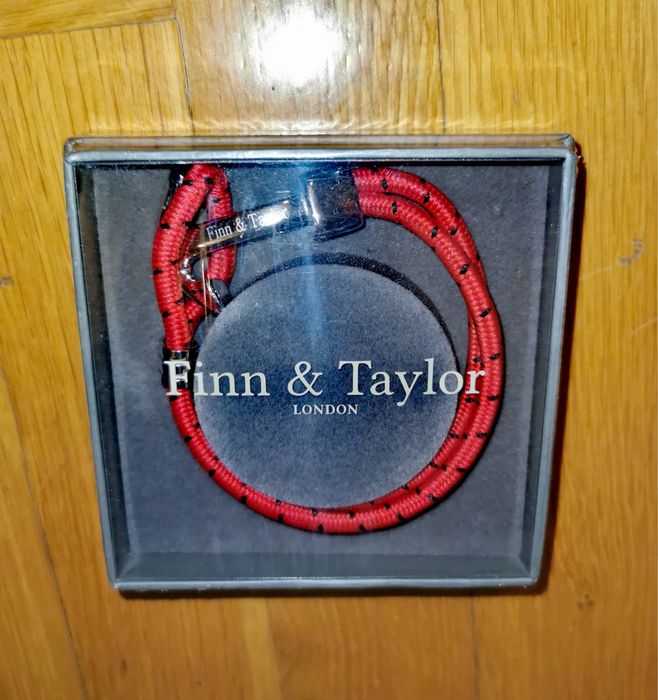 Бижу Гривна с котва Finn & Taylor от синьо червено въже стомана 2бр.