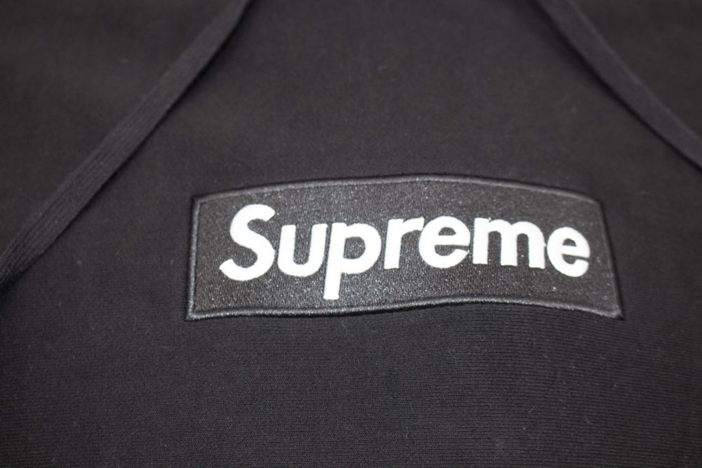 Supreme Box Logo оригинален мъжки суичър черен худи анорак M