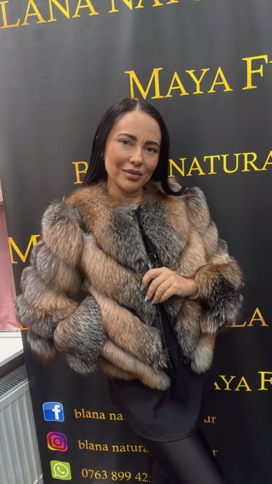 Haina din blana naturala premium, model in V, se face vesta