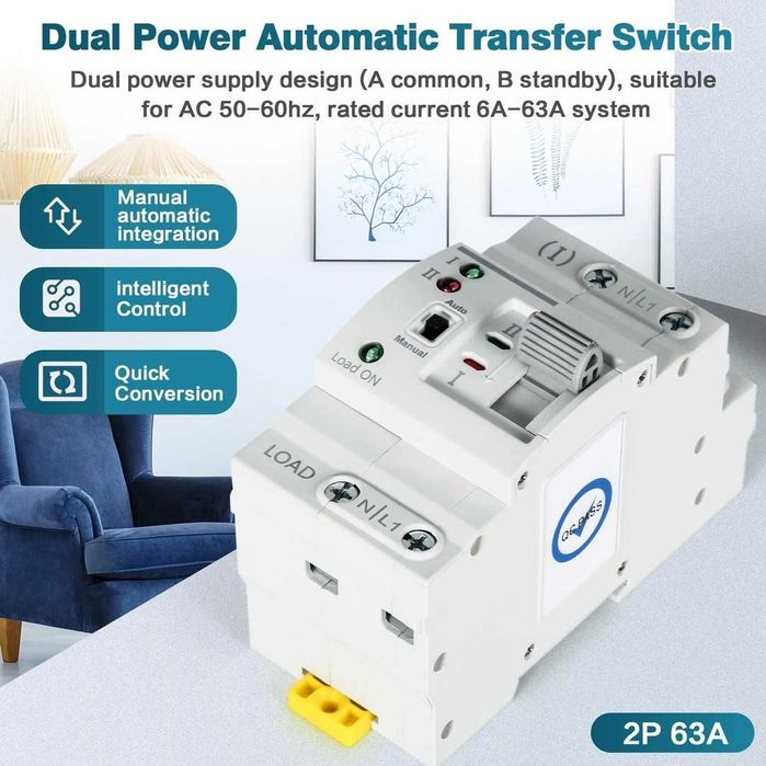 Comutator de transfer,  Întrerupător de transfer automat 2P 63A 220V