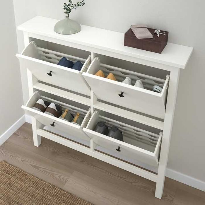 Dulap pantofi cu 4 compartimente, alb, NOU - ASAMBLAT 107x22x101 cm