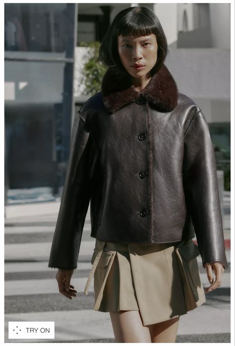 Двулицево тъмнокафяво яке ZARA