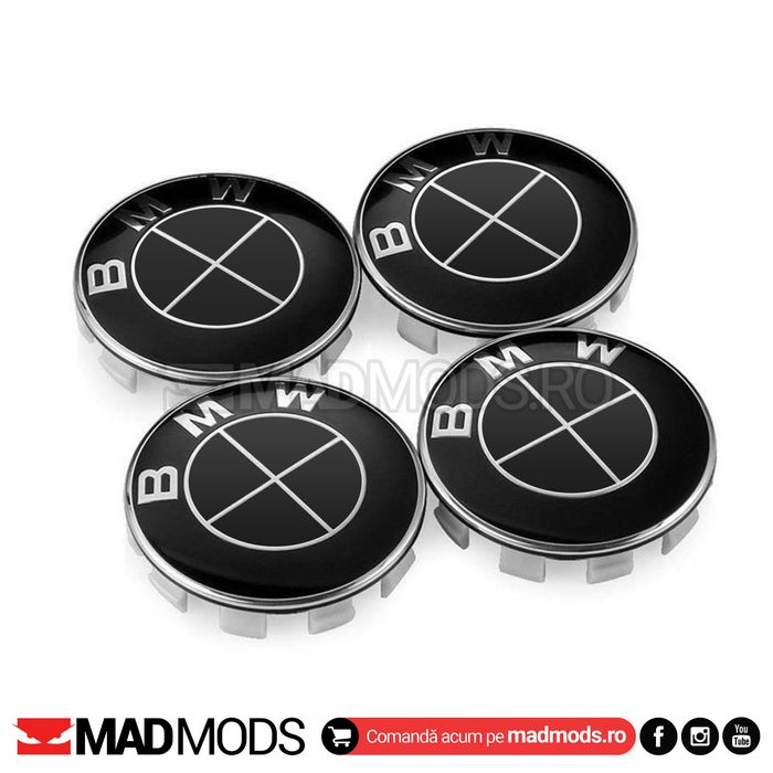 Set 4 capacele negre jante BMW 68mm, 60mm, 56mm Seria 1 2 3 4 5 6 7 8