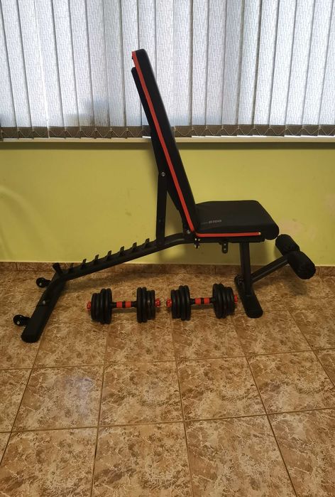 Продавам лежанка с два дъмбела по 15кг