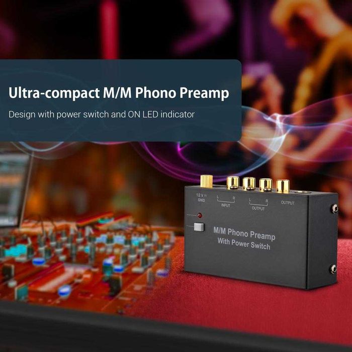 Preamplificator Phono M/M comutator alimentare,ultracompact pickup RCA