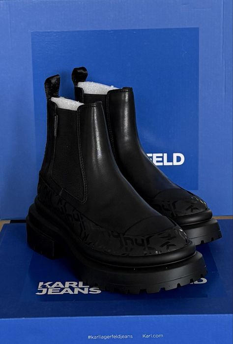 Дамски ЧИСТО НОВИ боти Karl Lagerfeld Естествена кожа
