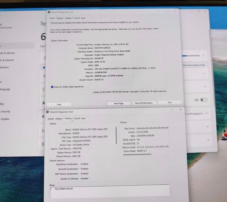 Laptop Gaming 4K OLED, RTX 3060, i7-11800H, 16GB,1TB, Gigabyte Aero 15