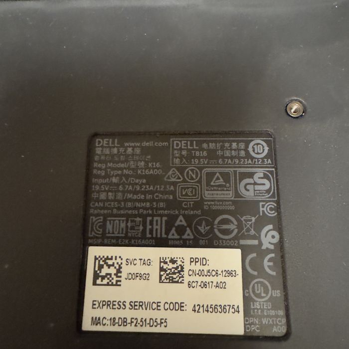 Dell docking station TB16