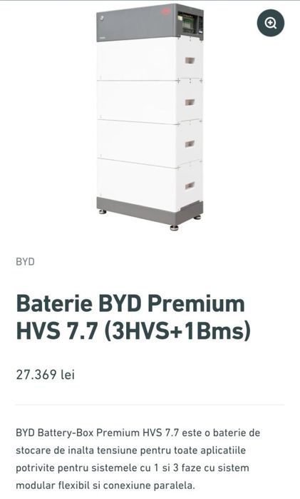 Acumulator BYD Battery Box Premium HVS 7.7, baterie LiFePo4 7.7 kWh