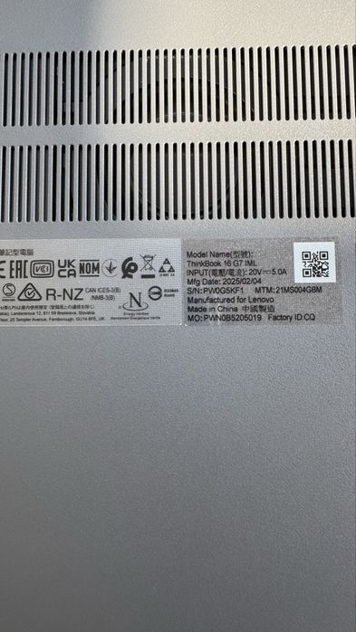 Lenovo Thinkbook 16” i7, 32 GB ram, 1 TB SSD