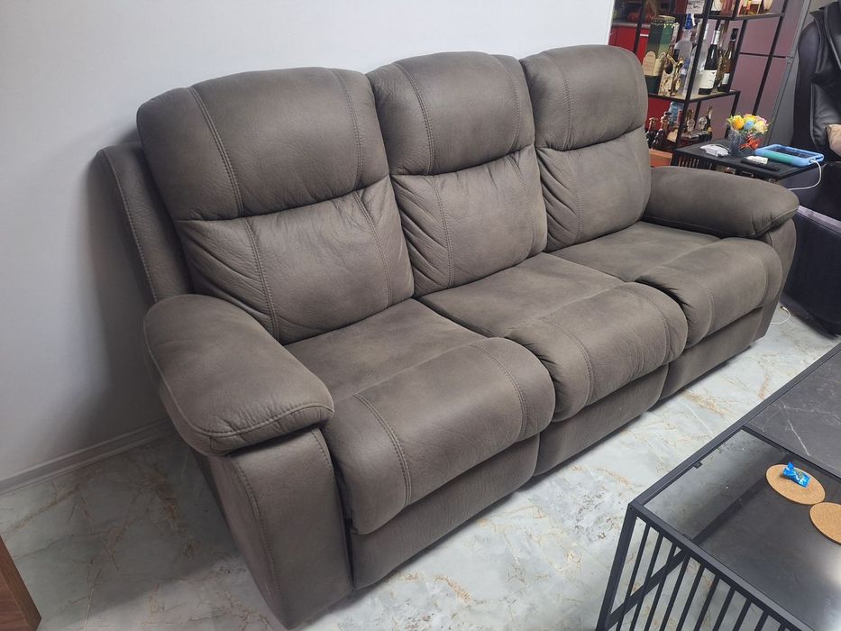 ПРОМОЦИЯ Диван тройка с функция релакс, сив цвят