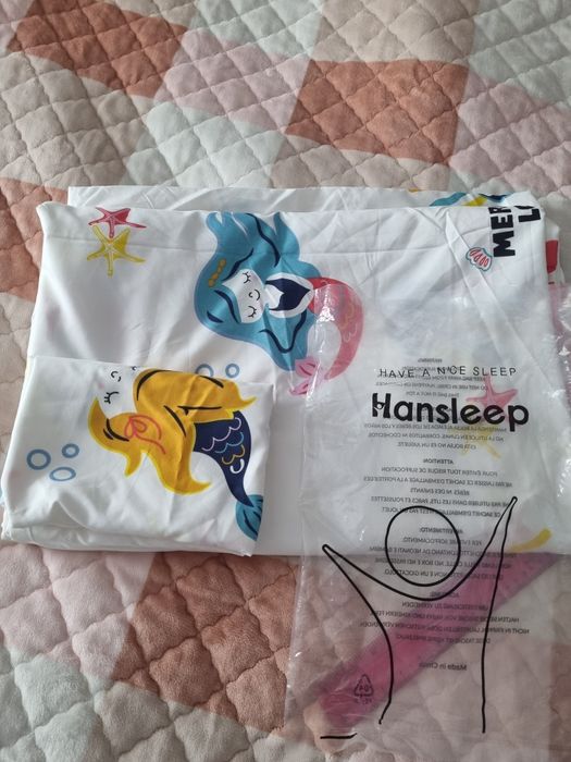Set cearsaf +fata de perna cu Sirene