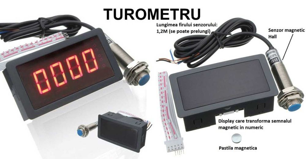 Tahometru turometru indicator turatie 0-9999rot/min. Nou ambalat!