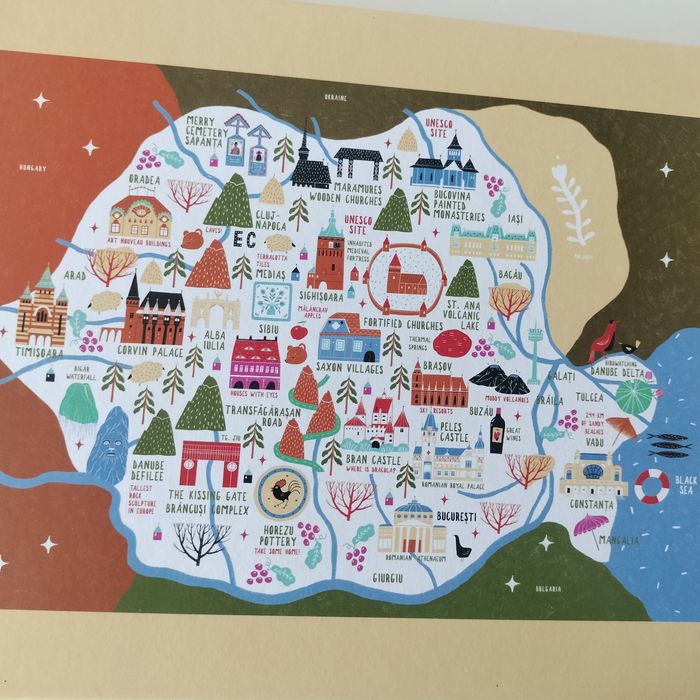 Vând puzzle 1000 de piese cu harta Romaniei