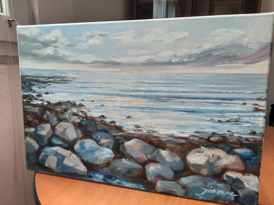 Peisaj marin in ulei pe panza 30×45
