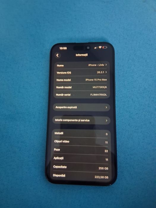 Vand Iphone 15 Pro Max 256GB 86% IMPECABIL