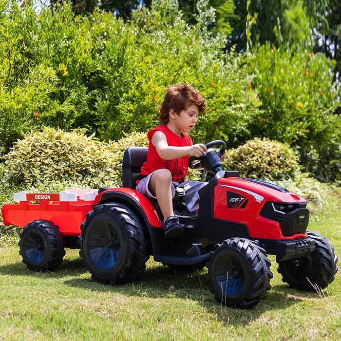 Акумулаторен Трактор Digger 24v батерия Висока версия с ремарке