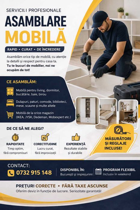 Asamblare mobilă la domiciliu | Rapid, curat și cu atenție la detalii