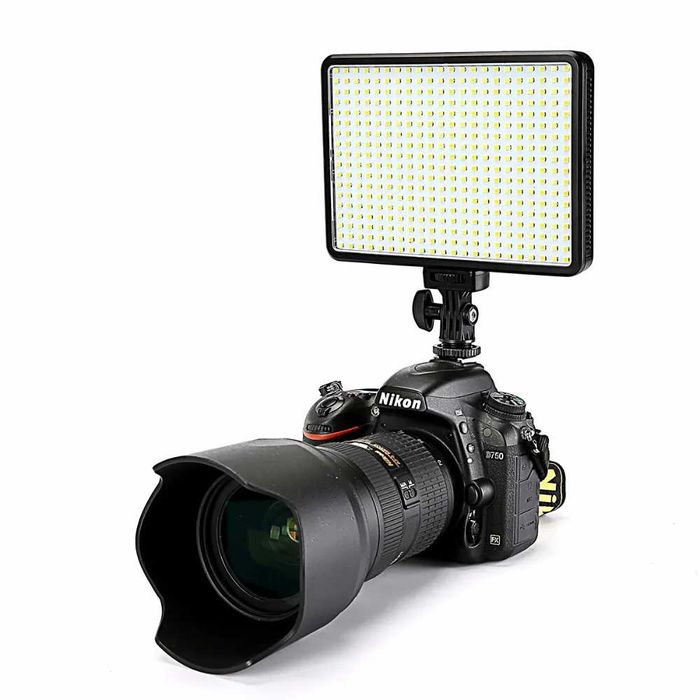Lampa foto video LED cu acumulator, 2 filtre 3200-5600K, 28W