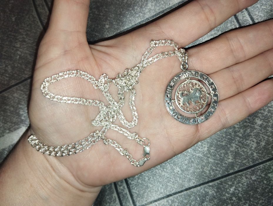 Цепочка с кулоном Льва серебро