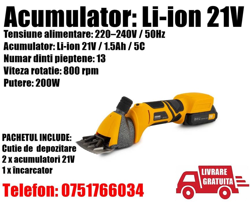 Masina Aparat Tuns Oi Capre Caini Trusa Electrica 2 Acumulatori IS