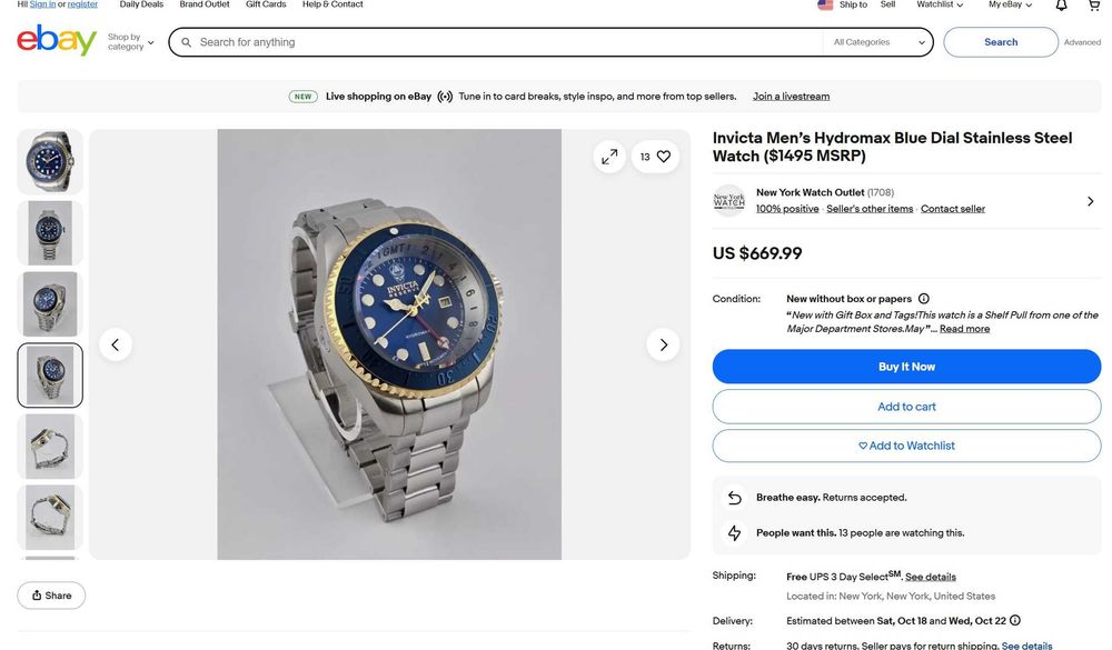 Ceas Invicta Reserve Pro Hydromax Diver 52 mm Date WR 1000m SM SS Flame Fusion Crystal Model 18980 sau 16980 sau 112803 sau 1281388 FAC SCHIMBURI