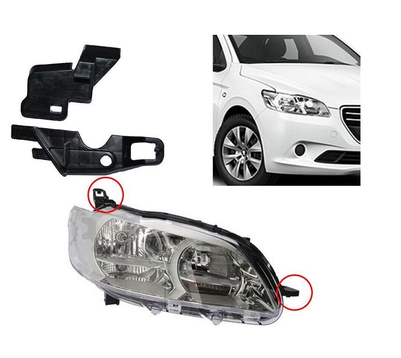 Clema fixare far Peugeot 301, 01.2013-01.2017; Citroen C-Elysee, 11.2012-01.2017, fata, partea dreapta, complet