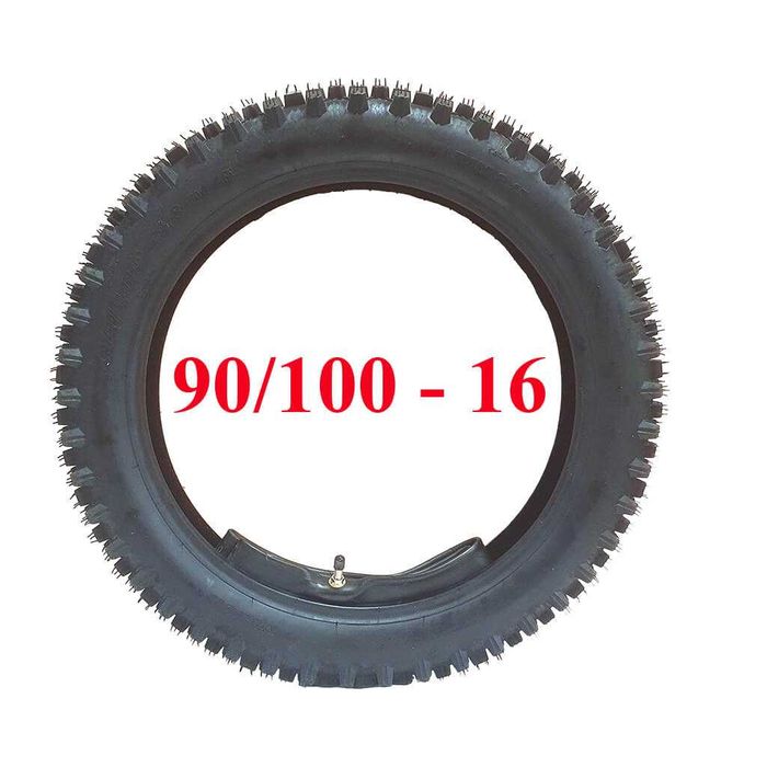 Гума вътрешна и външна 90/100-16 за кросов мотор