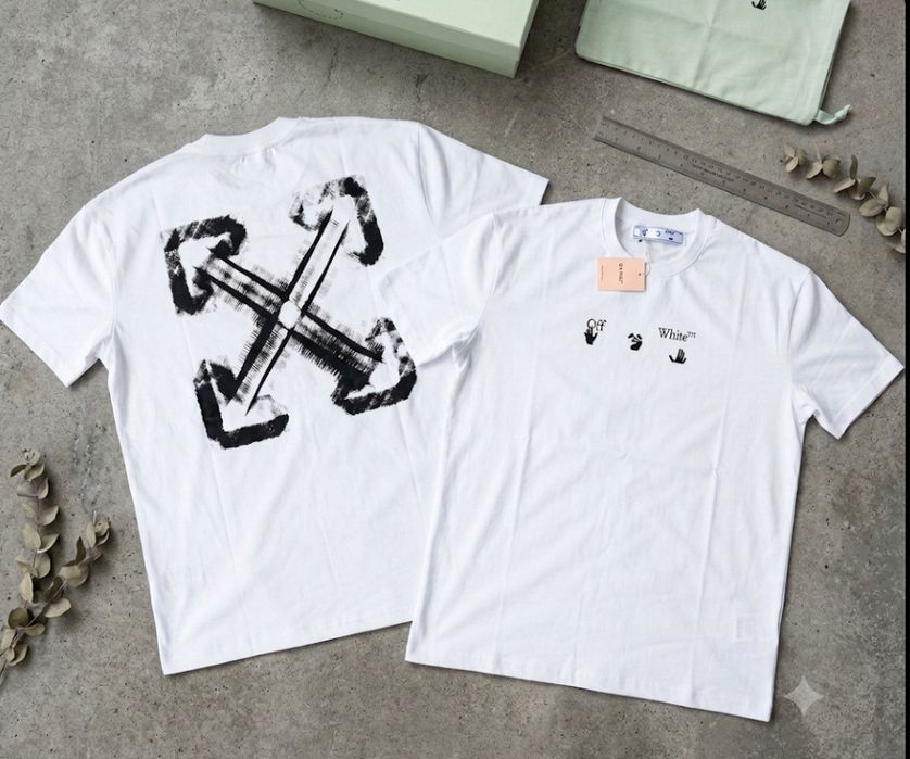 Tricou alb Off-White nou, cu eticheta. Calitate premium.