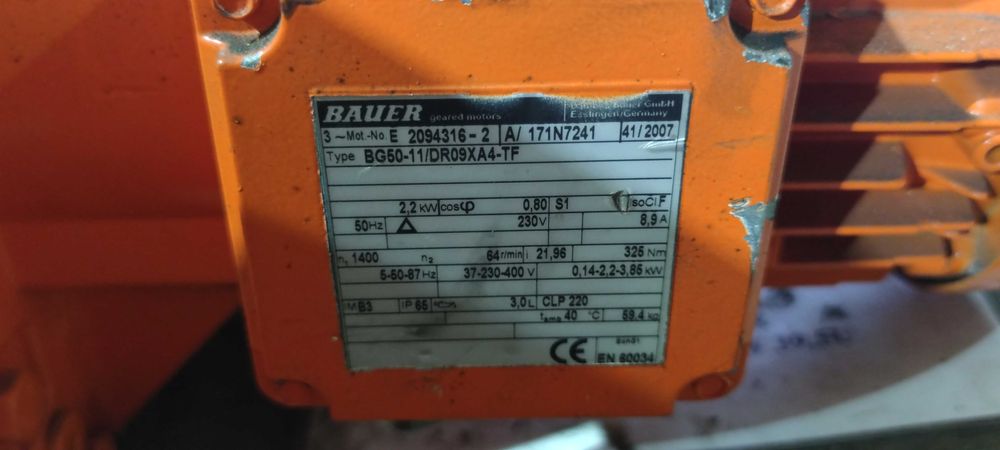 Motor electric trifazat Bauer 2.2kW 64rpm 380V
